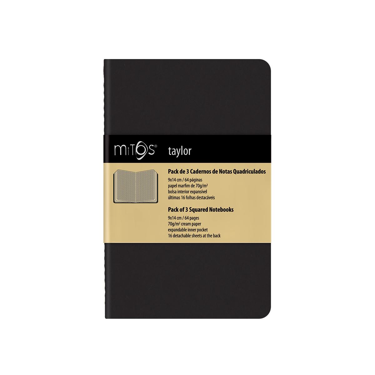 MITOS® TAYLOR-Pack3 Cadernos Notas Quadr.(9x14cm)64pag